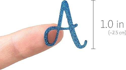 Miniatura 3 de QQ&U Pegatinas de letras y números del alfabeto cursivo con purpurina azul