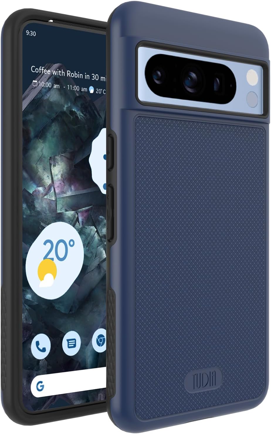 DualShield Grip Designed for Google Pixel 8 Pro Case (2023), [MergeGrip] Military Grade Dual Layer Shockproof Slim Tough Heavy Duty Protective Phone Case Cover - Indigo Blue