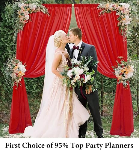 Miniatura 3 de DUOBAO Cortina de gasa roja, 2 paneles de 29 x 96 pulgadas, cortinas de fondo de boda, cortinas de playa para sala de estar, ventana de gasa para