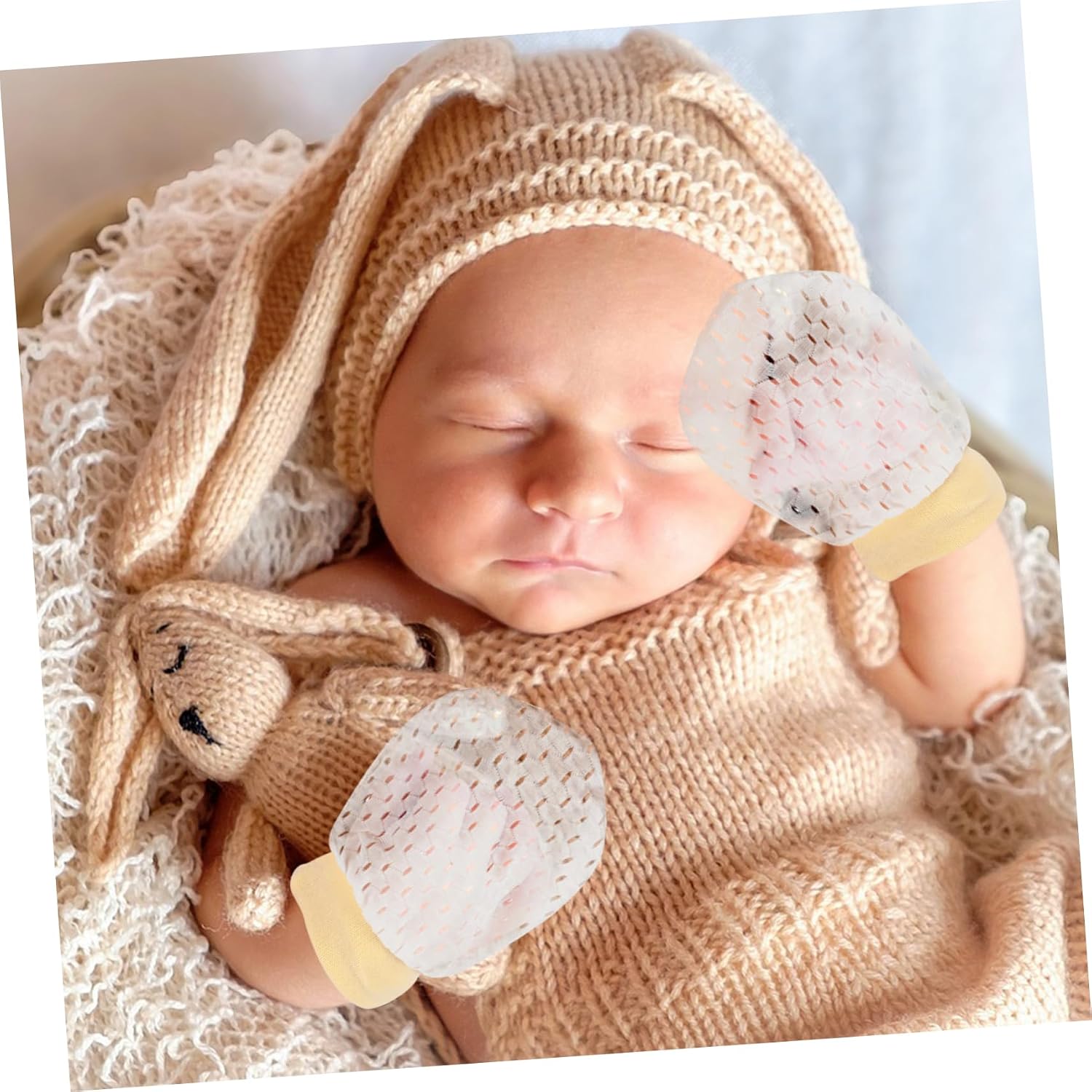 2pairs Scratch Mittens Breathable Gloves for Newborn Boys and Girls of Lightweight Mesh No-scratch Hand Covers Suitable for Months