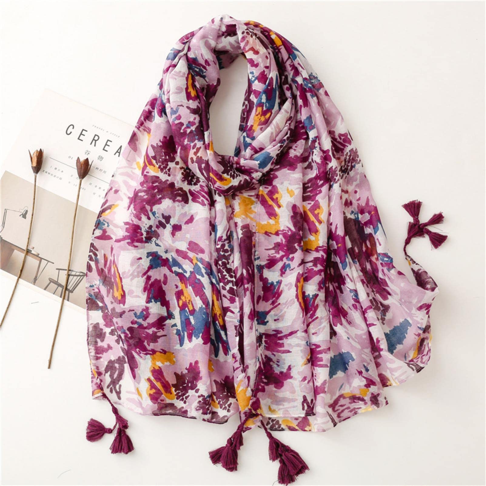 Bufanda Moda Floral Flecos Viscosa Mantón Bufanda Señoras Abrigo Fino Cachemira Mantón Hijab Musulmán 180 * 90 Cm