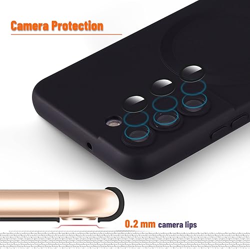 Miniatura 4 de Funda magnética para Samsung Galaxy S22, silicona suave, funda para teléfono Samsung Galaxy S22 con protección de cámara, funda antiarañazos para
