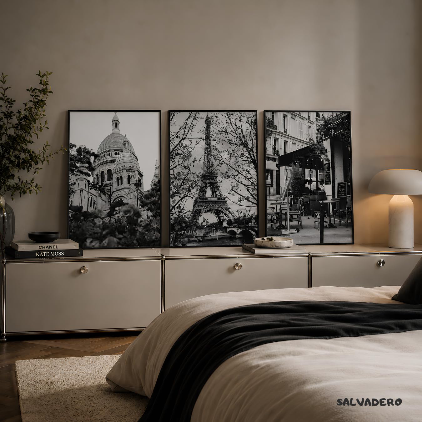 SALVADERO Lot de 3 Affiches Paris – Café – Poster Photos Noir et Blanc – Décoration Chambre Salon Bureau (Paris Café, 70L x 50l cm)