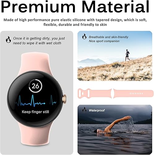 Miniatura 2 de Miimall Compatible con la correa de reloj Google Pixel Watch, correa de repuesto de silicona suave y flexible, ligera, transpirable y de fácil