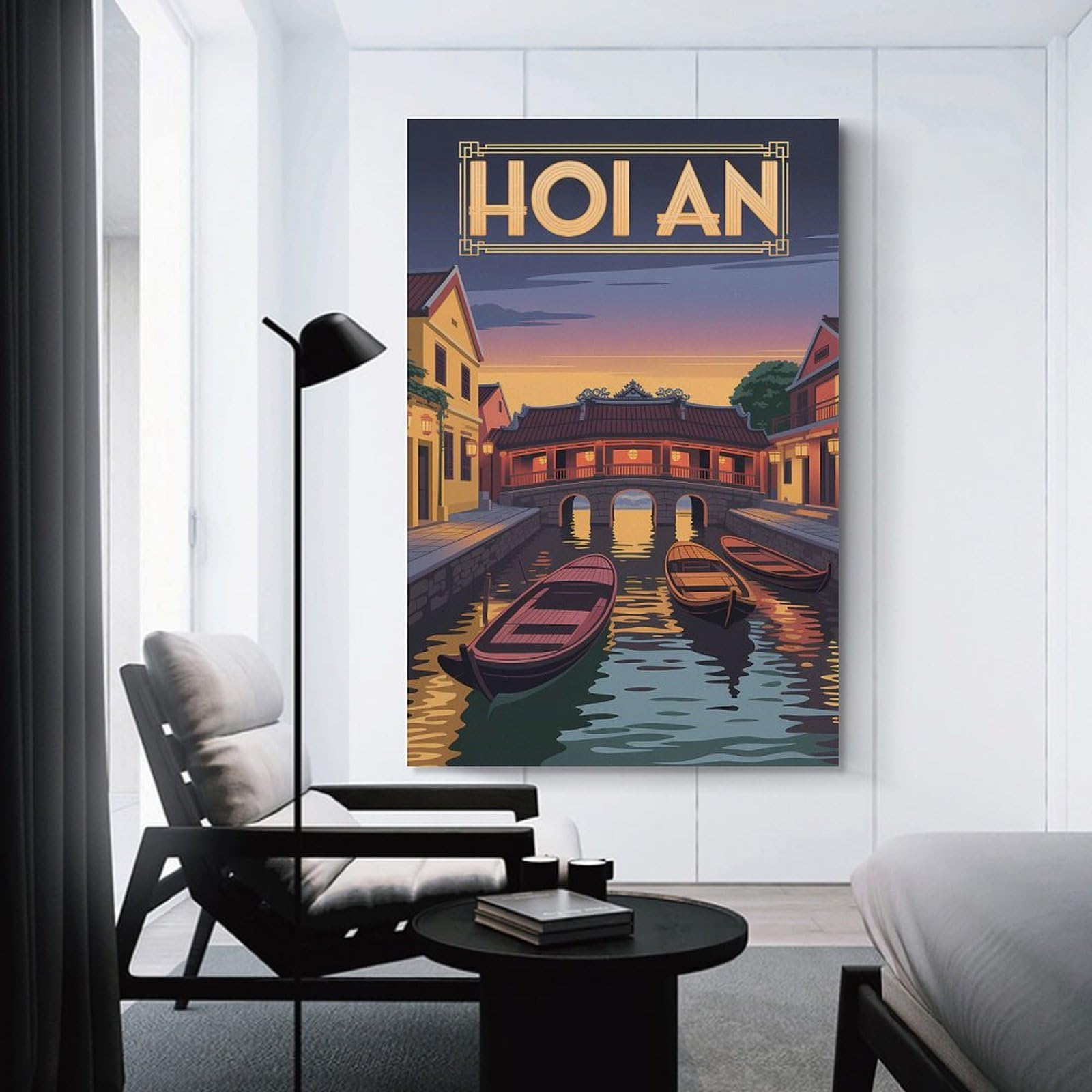 Junmoney Hoi An Vietnam Travel Canvas Wall Art, 24x36inch(60x90cm), for Living Room, Bedroom Or Apartment Walls, A Home Accent with Warm Character