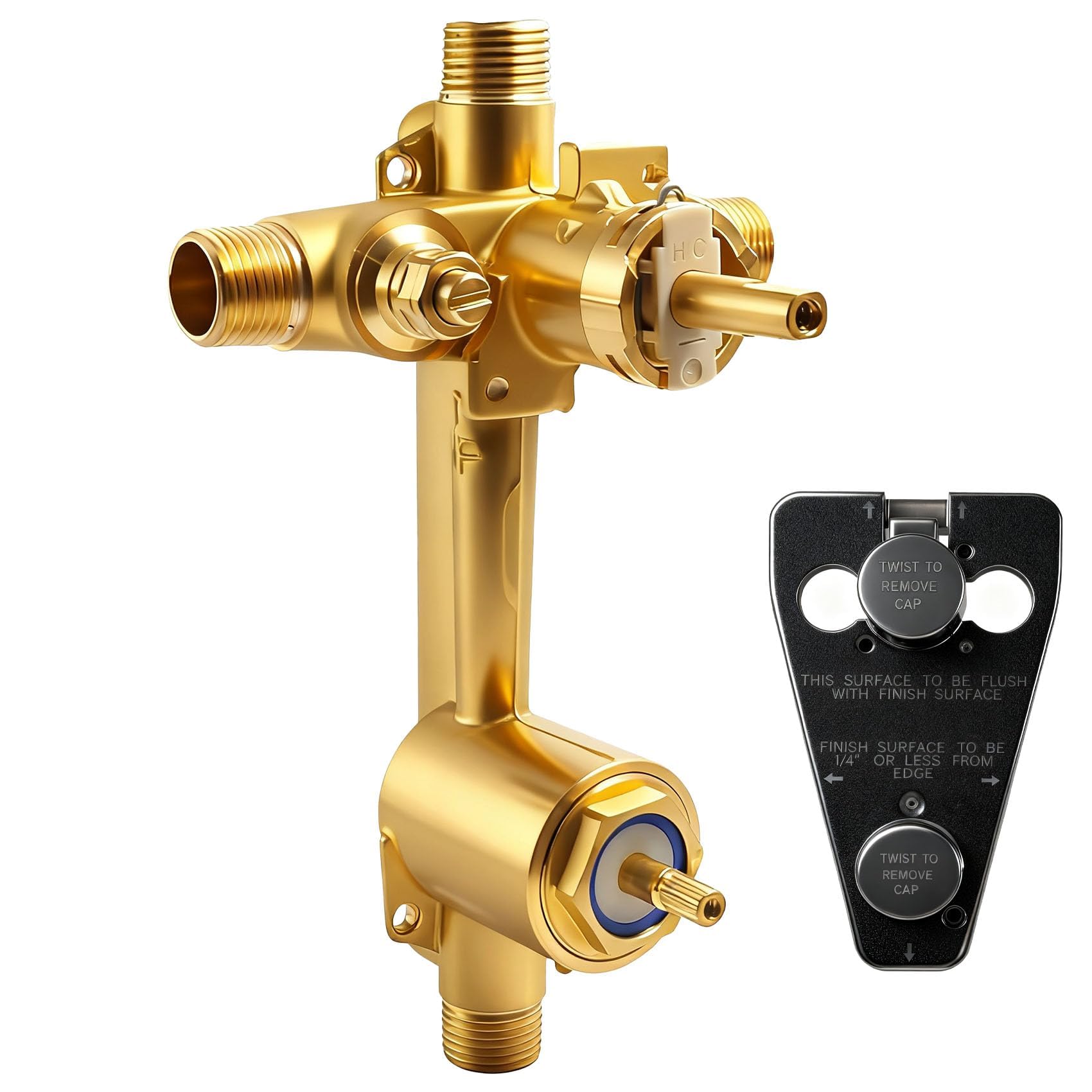 Photo 1 of 2571 Pressure Balancing Shower Valve for Moen Posi-Temp, Built-In 2-Function Transfer Valve Includes Stops, 1/2 Inch IPS/CC Connection, M-PACT Common Valve System, Solid Brass