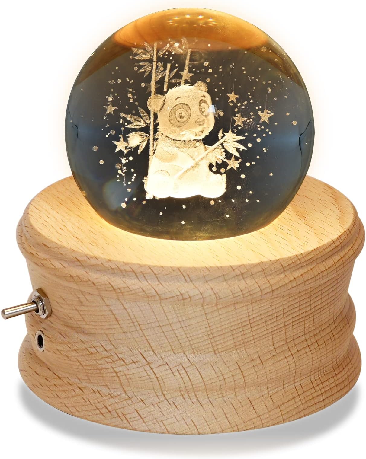 Kibuhain [3D Crystal Ball Music Box with Projection LED Light and Rotating Wooden Base, Best Gift for Christmas Birthday Valentine's Day, Music Boxes for Women Mom Girls