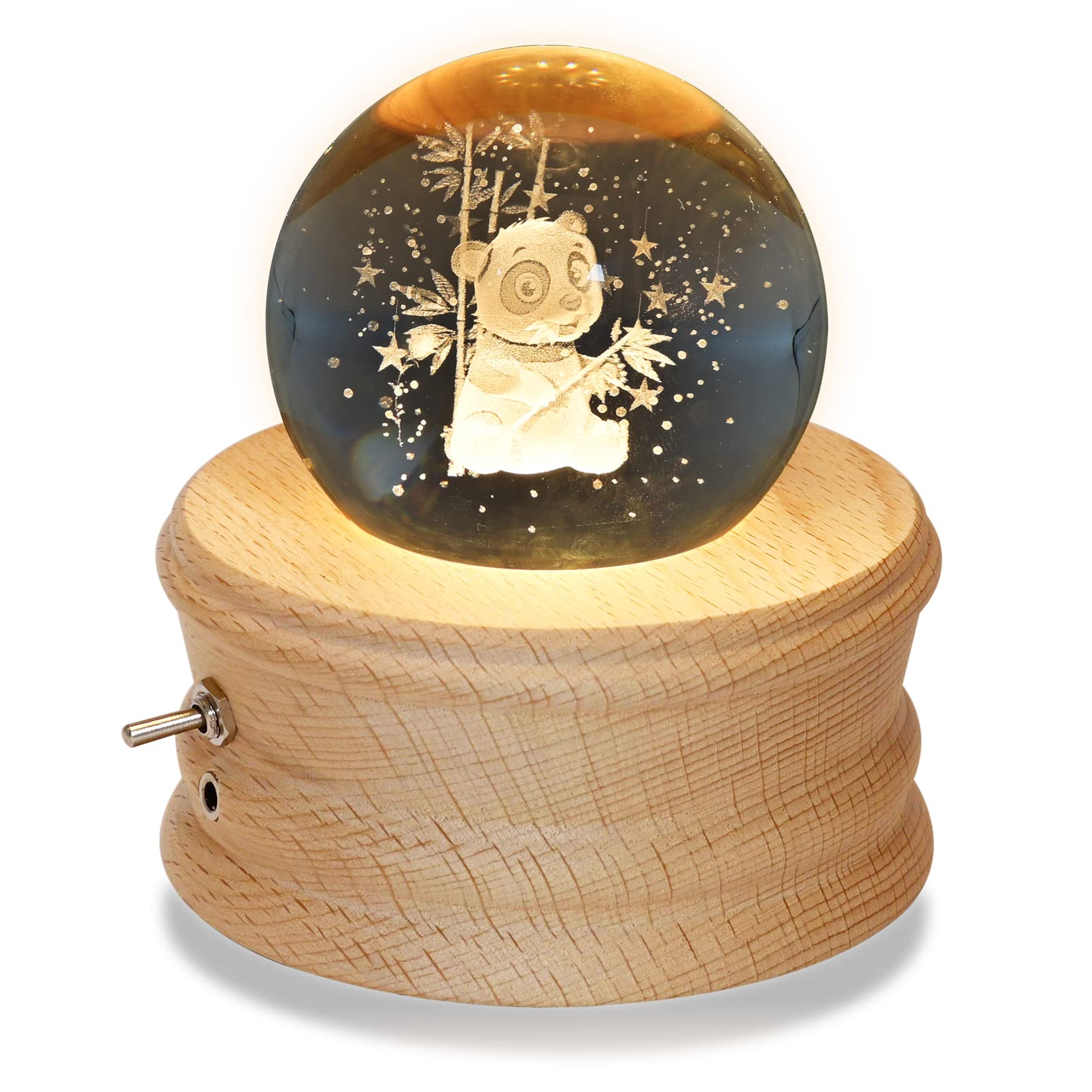 Kibuhain [3D Crystal Ball Music Box with Projection LED Light and Rotating Wooden Base, Best Gift for Christmas Birthday Valentine's Day, Music Boxes for Women Mom Girls