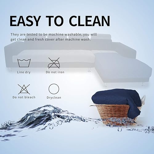 Miniatura 7 de Easy-Going Fundas de Sofá Seccional para Perros, Funda de Sofá en Forma de L, Funda Deslizable de Sofá Reversible, Funda de Chaise Lounge, Funda