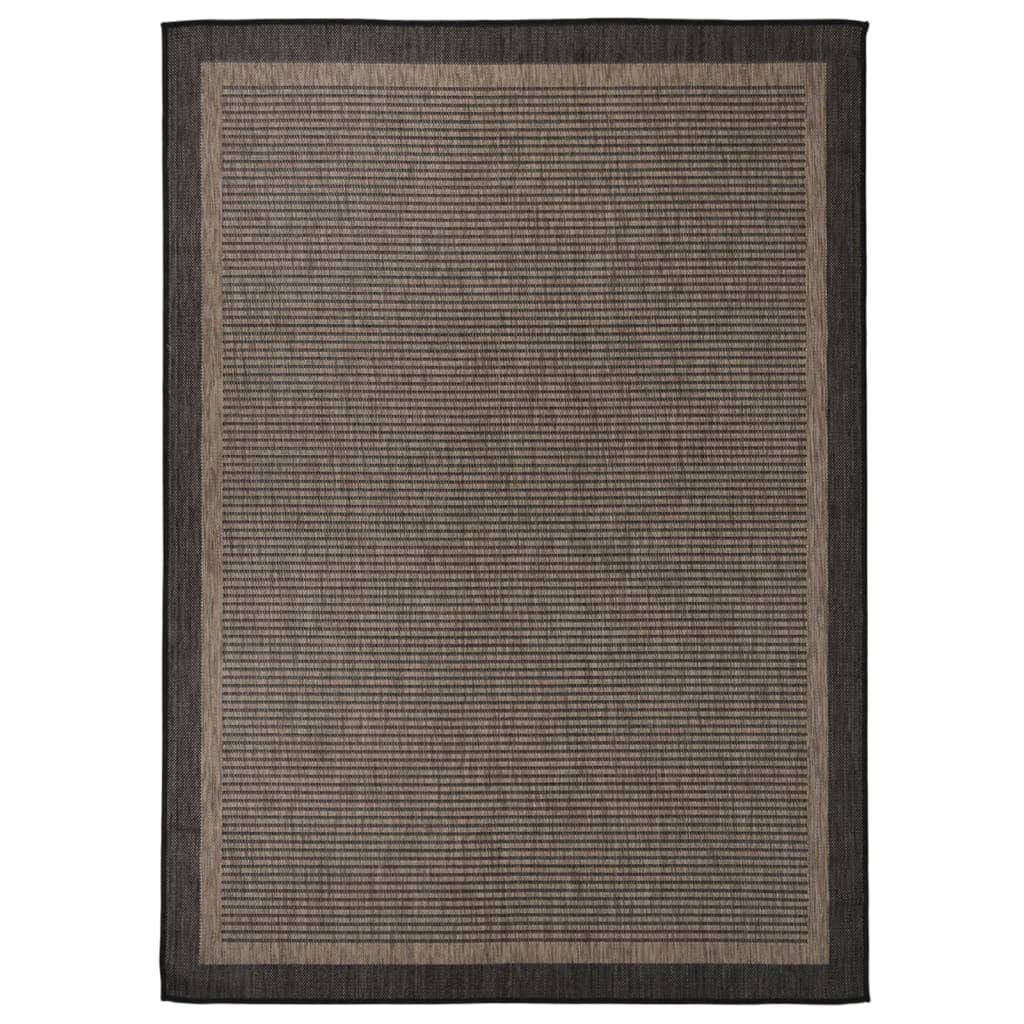 Tapis d'extérieur tissé plat 200 x 280 cm marron foncé pour salon, jardin et terrasse
