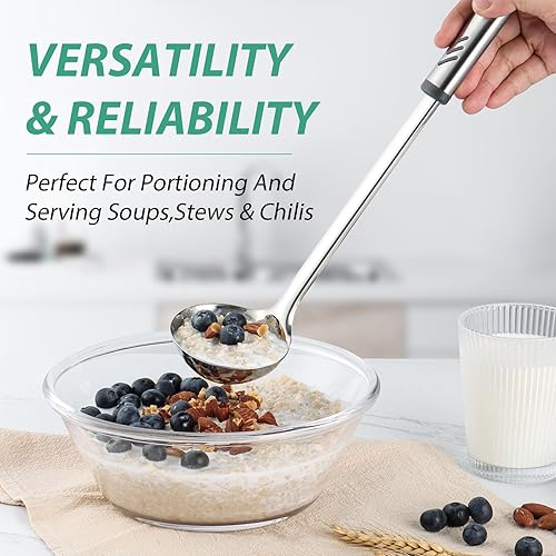 Miniatura 7 de Cucharón de sopa, cucharón de acero inoxidable de 4 onzas para servir y cocinar, cucharones de cocina de 2 onzas con mango resistente al calor,