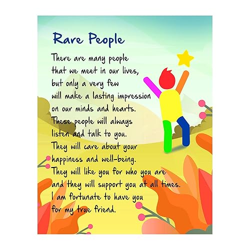 Miniatura 1 de "Rare People" Inspirational Friendship Wall Art Sign -11 x 14" Modern Typographic Poster Print-Ready to Frame. Motivational Home-Office-School-Dorm