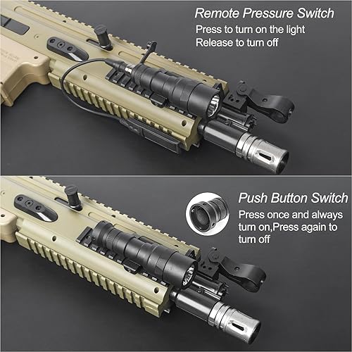 Miniatura 3 de NOBUHIRO Linterna táctica M300C de 300 lúmenes, versión sin logotipo con base giratoria de montaje reemplazable para riel Picatinny y MlokKeymod de