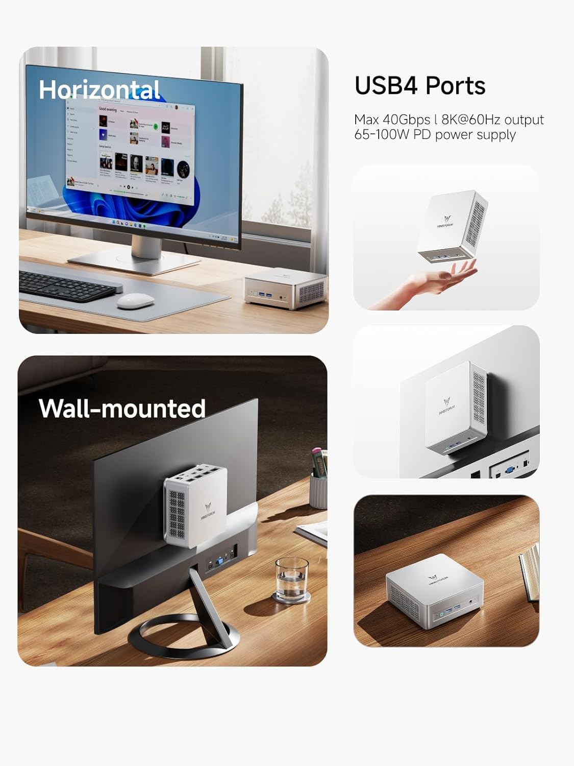 MINISFORUM UM750L Slim Mini PC, minicomputadora AMD Ryzen 5 7545U (6C/12T, hasta 4,9 GHz), 16 GB LPDDR5 y 512 GB SSD PCIe 4.0, DP/HDMI/USB4, 4 x USB Tipo A, LAN 2,5G, WIFI6E/BT5.2 — view 5