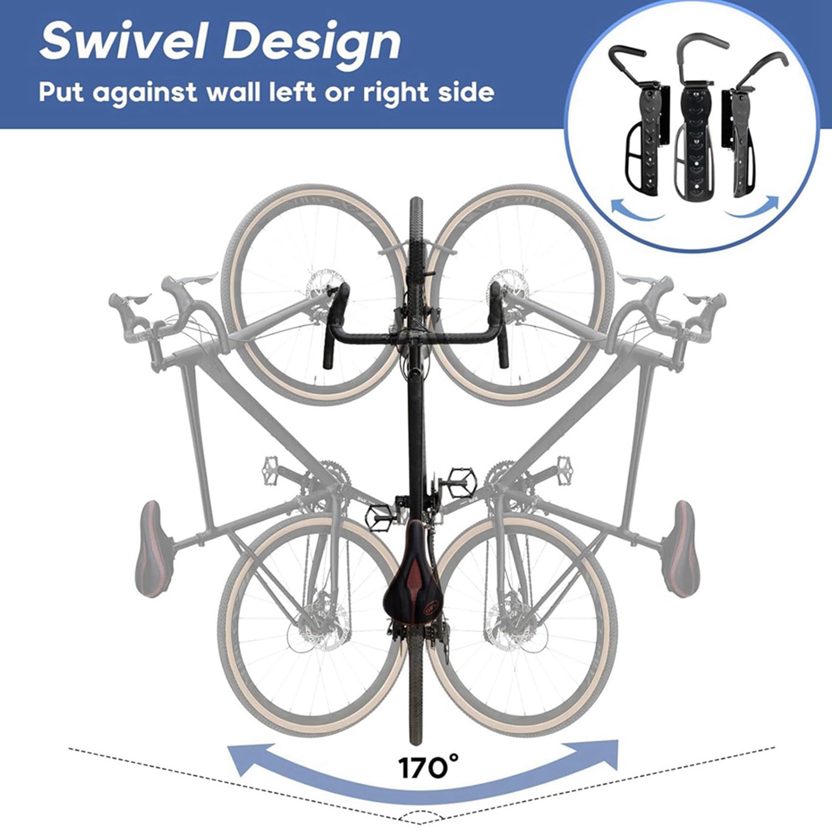 Lot de 3 supports muraux pivotants pour vélo - Pour garage - Porte-vélos vertical