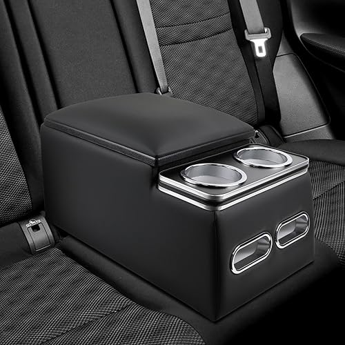 Miniatura 8 de Organizador universal de consola central para automóvil con portavasos y soporte para teléfono, consolas de asiento trasero con reposabrazos, caja