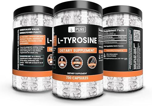 Miniatura 4 de Pure Original Ingredients L-Tirosina (730 cápsulas), sin relleno de magnesio o arroz, siempre puro, verificado en laboratorio