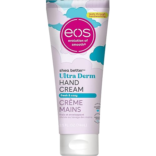 eos Shea Better Hand Cream – Fresh & Cozy, Hand Lotion, Hand Lotion for Dry Skin, Hydrating, Shea Butter, Dry Skin Relief, Travel Size, 2.5 oz