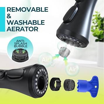 VFAUOSIT Pot Filler Faucets, Black Kitchen Sink Pot Filler Faucets with Faucet Sprayer Head