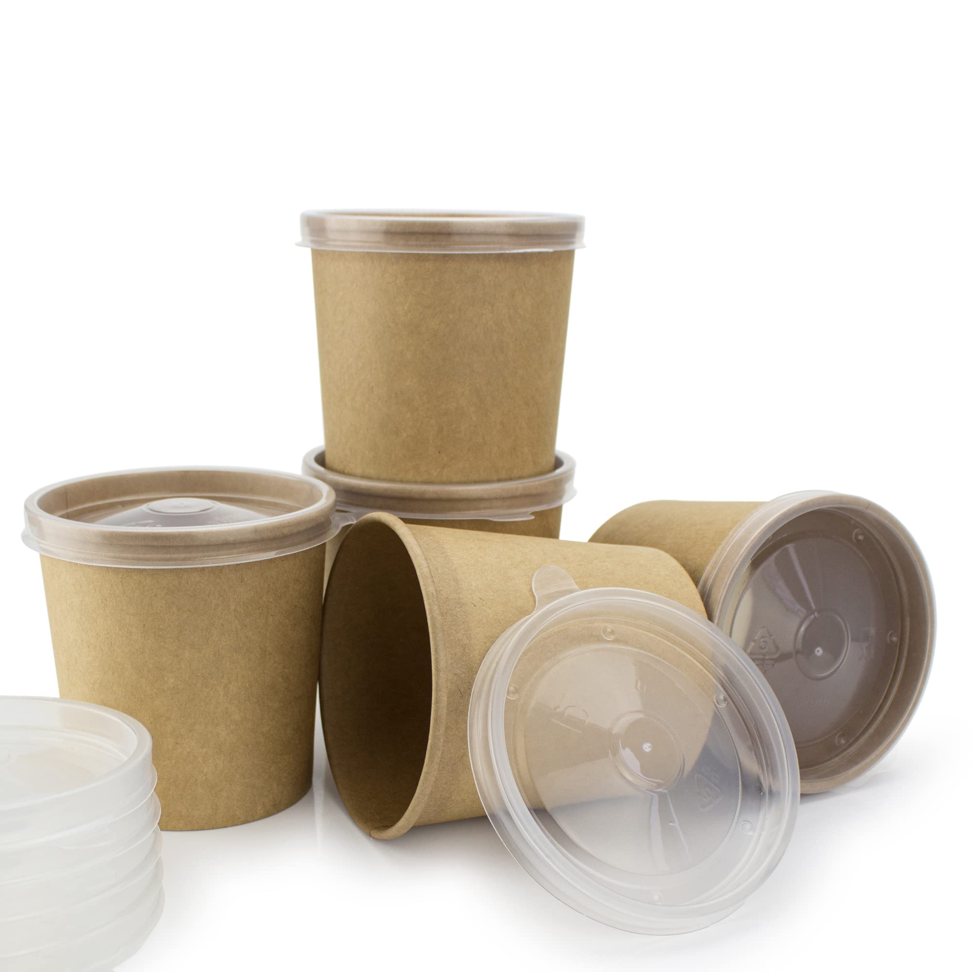 ALPHA PACK FLORIDA [50 Sets 12oz] Paper Bowls Kraft with Lids