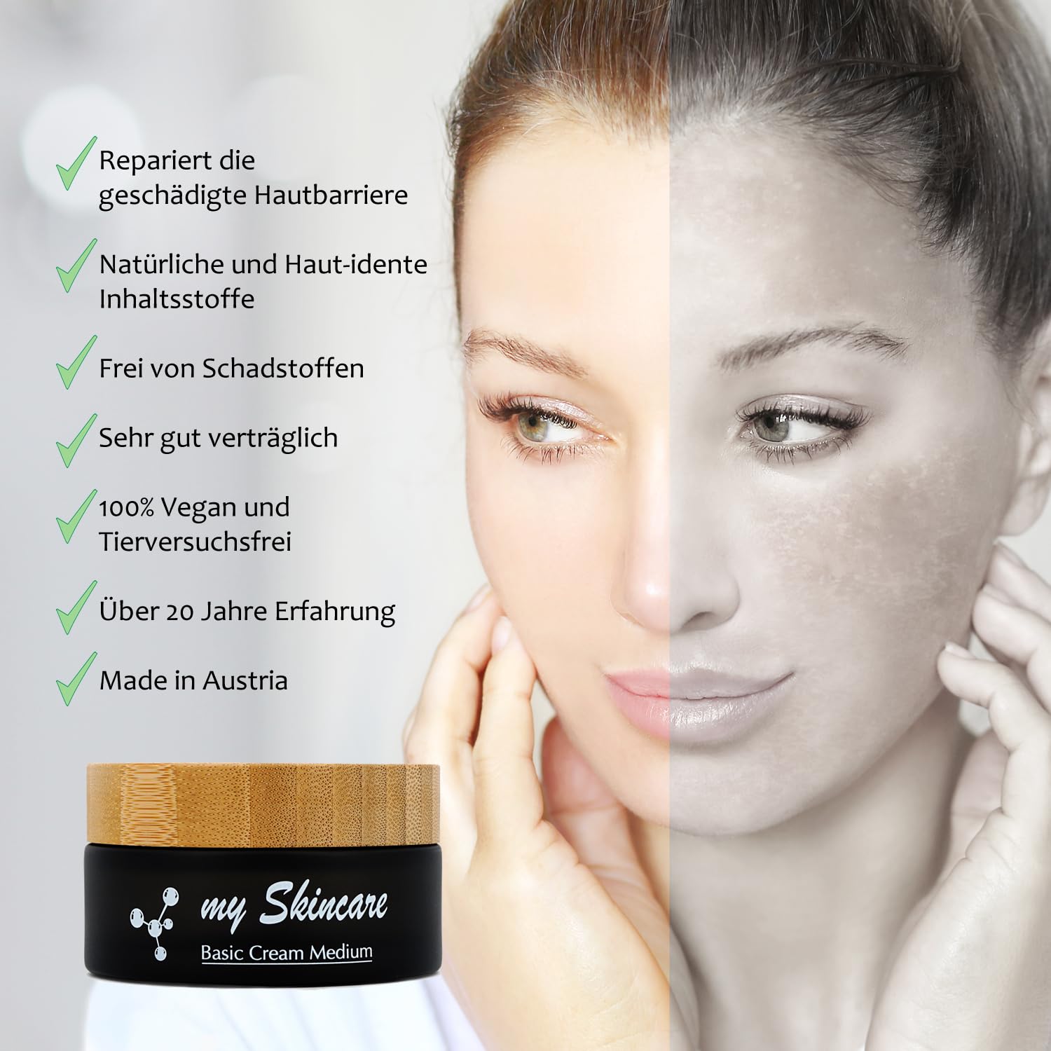 Gesichtspflege für normale Haut und Mischhaut - Pflege Set zum Selbermischen - sensitive Care - Sensitive Creme mit natürlichem UV-Schutz, 50ml