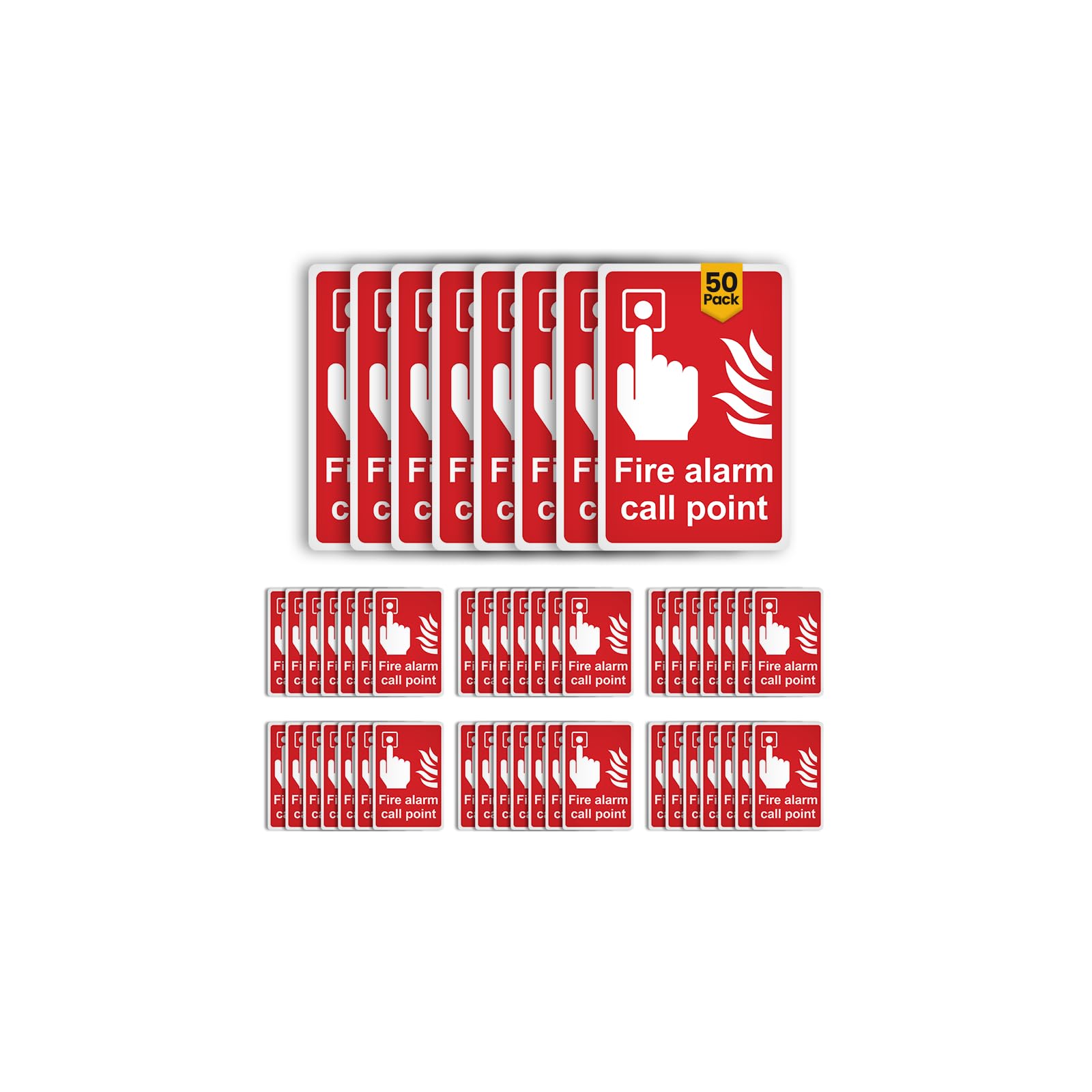 50 Pack Fire Alarm Call Point Safety Signs, 100 x 150mm PVC Stickers
