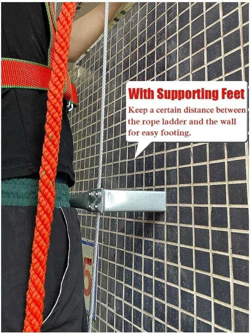 Escalera De Cuerda De Emergencia Multifuncional De Aleación De Aluminio, Escalera De Incendio Portátil Reutilizable Para Exteriores, Escalera De Cuerda De Alambre Resistente A Las Llama(Size:10m/32ft)