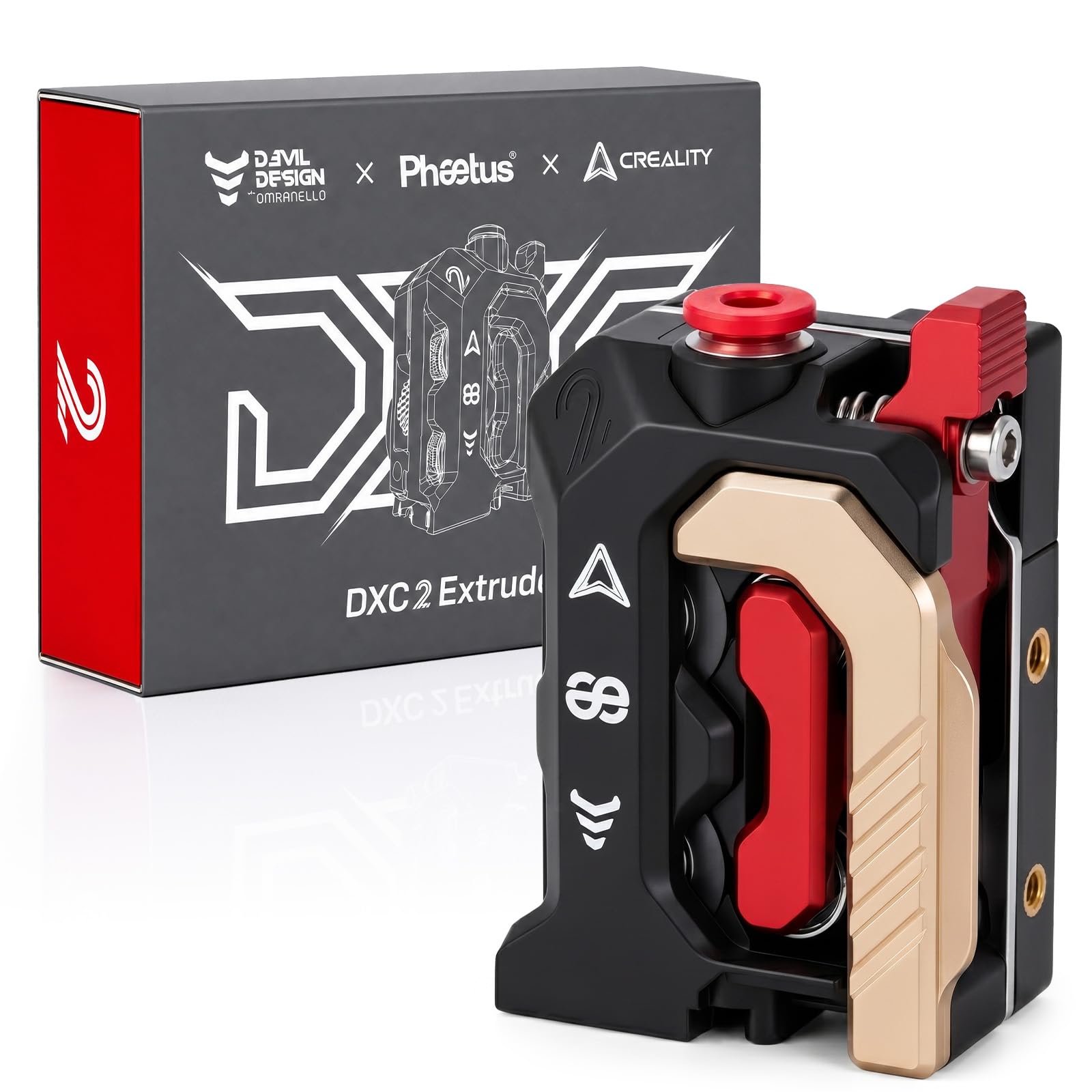 Creality Wytłaczarka DXC2, ulepszenie do wytłaczarki K2/K2 Pro/K2 Plus, magnetyczna wytłaczarka do szybkiej wymiany z przecinakiem do filamentu DLC, precyzyjny napęd z podwójną przekładnią do serii