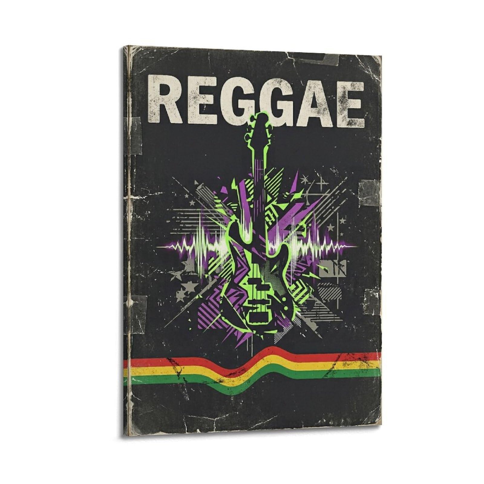 OKNGB Poster digitale con musica reggae, motivo a forma d'onda e basso, stampa artistica su tela, poster decorativo moderno, per camera da letto, per camera da letto, 60 x 90 cm