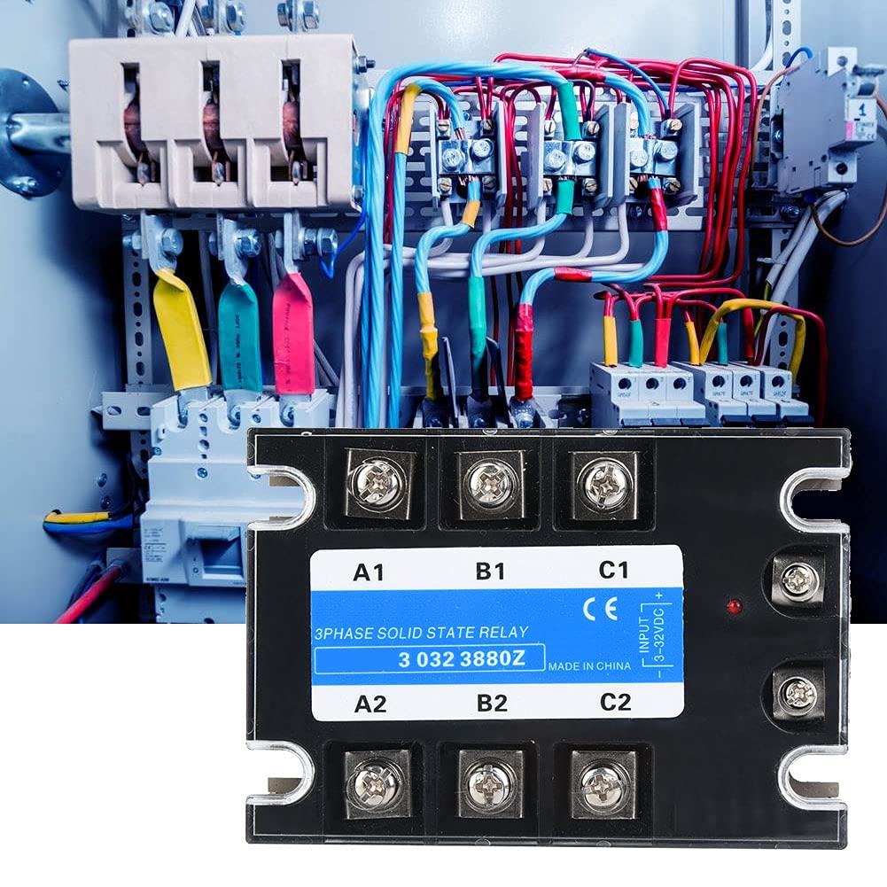 Relè a stato solido trifase SSR con indicazione dello stato del dissipatore di calore Ingresso da 3‑32 V CC a uscita 24‑480 V CA Relè a semiconduttore(80A)
