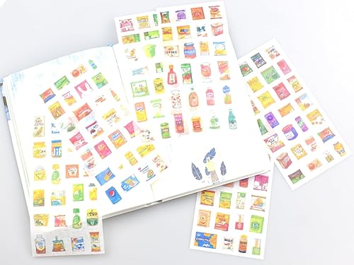 Miniatura 10 de Paquete de 2 calcomanías Kawaii Girl para diario, accesorios de dibujos animados para niñas, botella de deseos, papelería, alimentos, vida