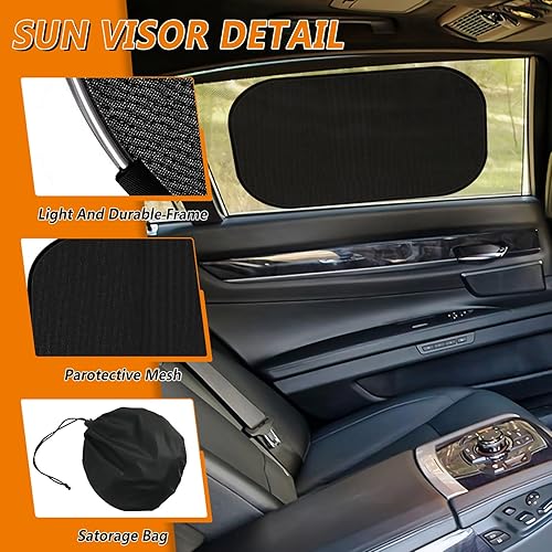 Miniatura 3 de Paquete de 4 parasoles para ventana lateral, parabrisas delantero y trasero, parasol grande y mediano para automóvil, cubierta protectora de