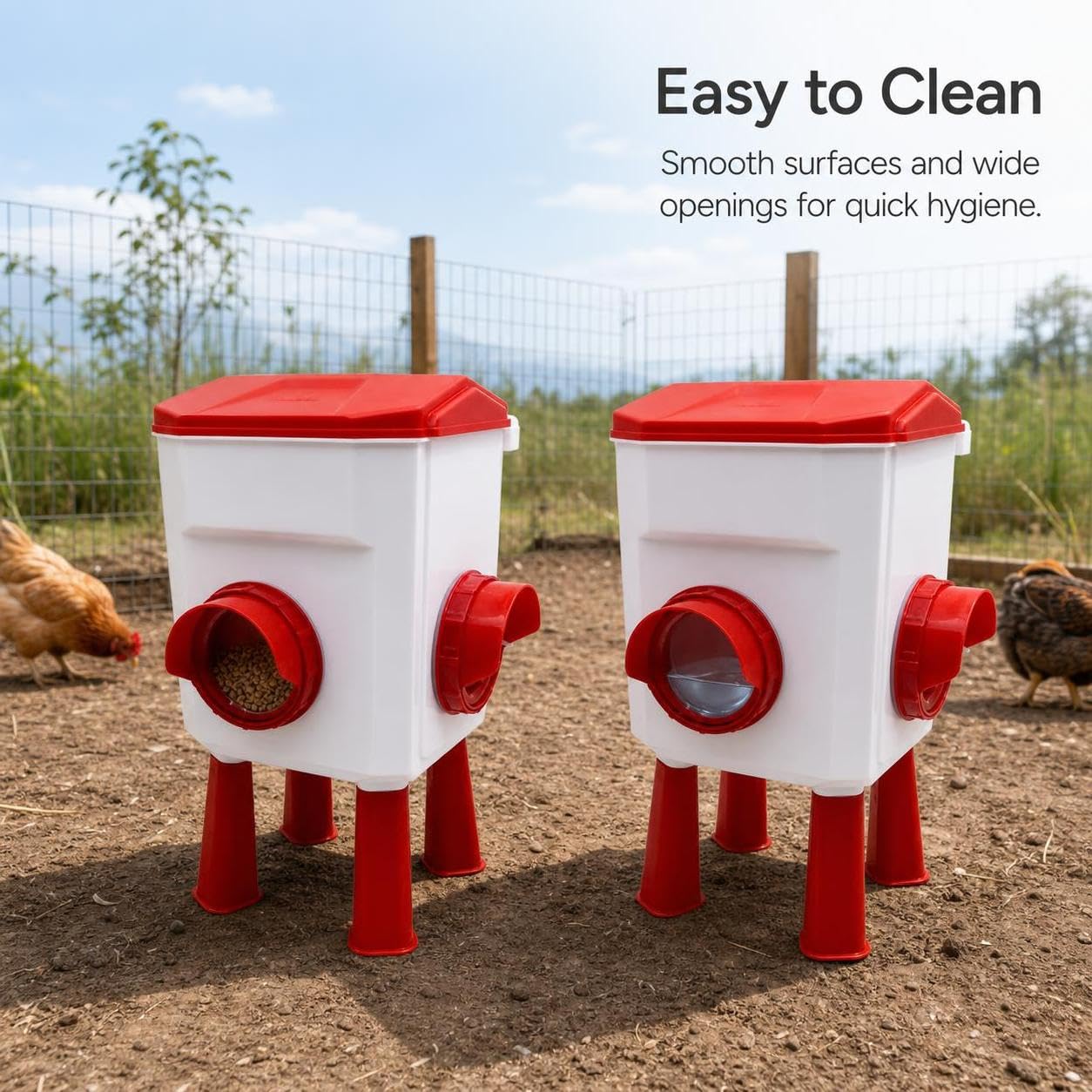 Gralara Mangiatoia per Uccelli da Cortile con, Set Alimentatore e abbeveratoio Automatico per pollame, Materiale Ispessito