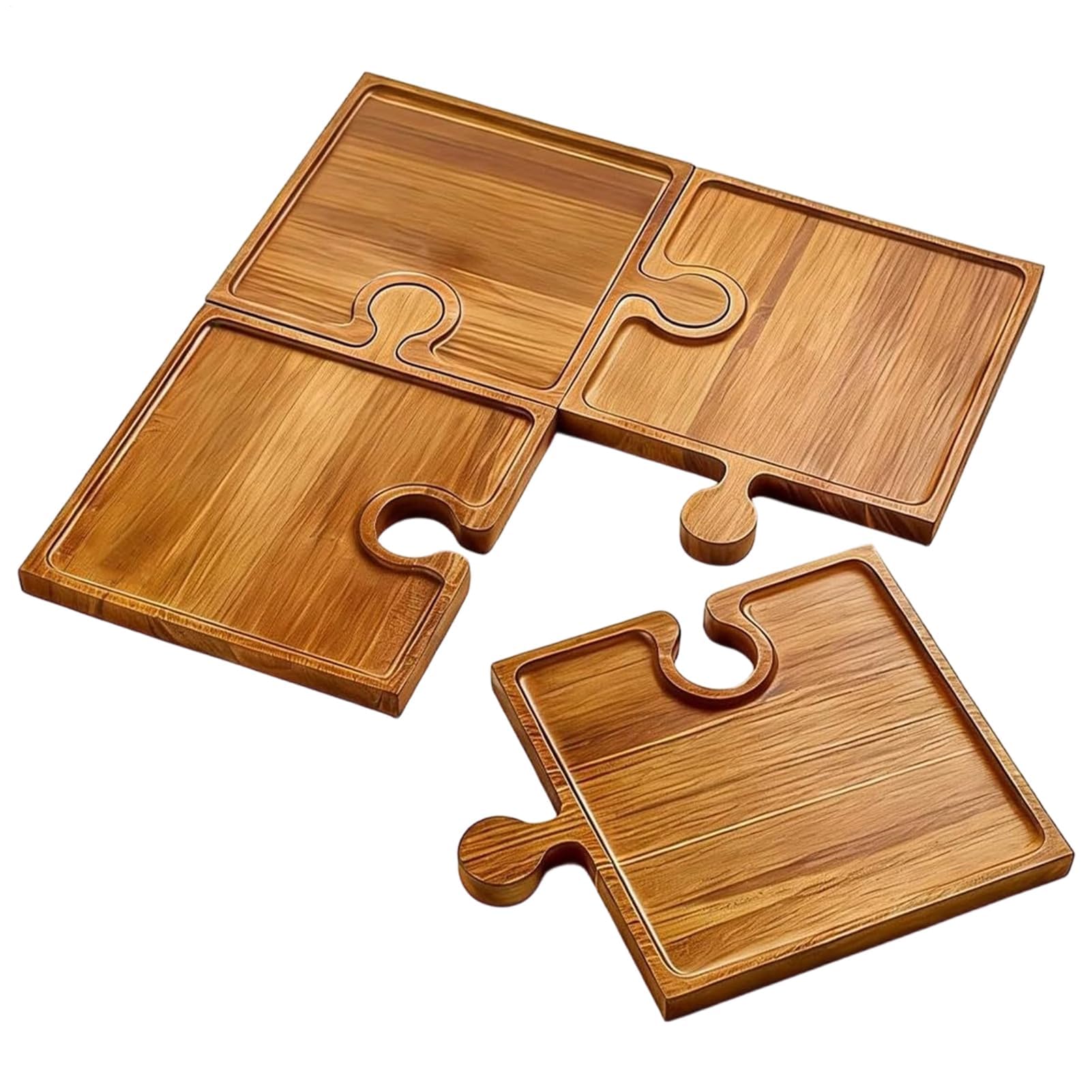 Juego de 4 tablas de embutidos de madera con bandeja entrelazada para servir copas de vino y asas, ideal para fiestas, bodas, cocina y regalo único