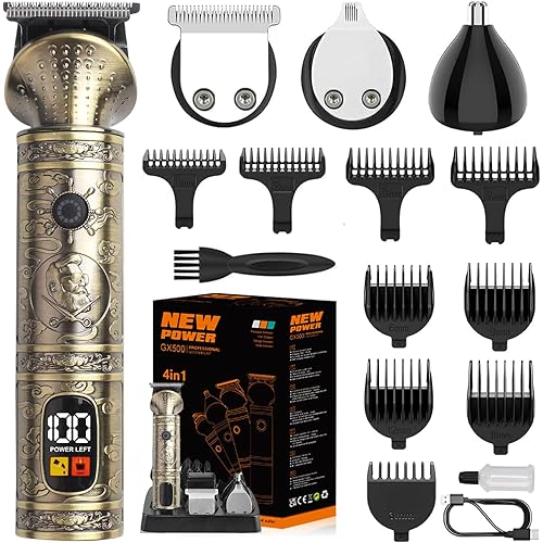 Trimmer Kit Professional Hair Clipper Zero Gapped T-Blade Electric Shaver Razor Nose Body Trimmer for Men Cordless Grooming Kit 4 in 1