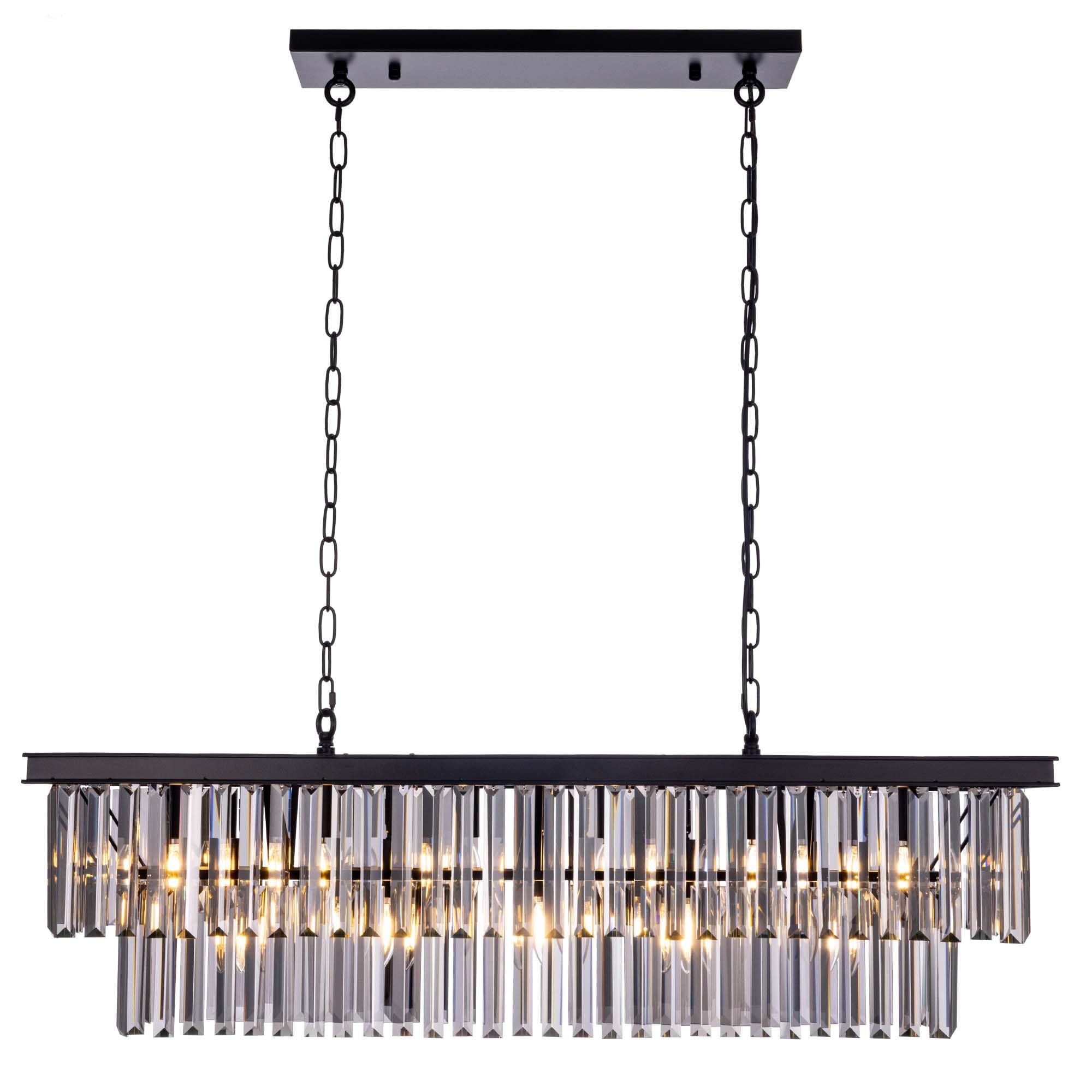 Wellmet 9-Light Crystal Chandelier 34.5 inch, Contemporary Modern Chandeliers Adjustable for Living Room, Dining Room, Pool Table Light, Kitchen Island Lighting (Smoke Grey, 40 inches)