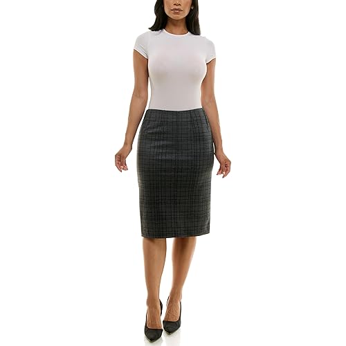 Zac & Rachel Women's Pull on Compression Ponte Skirt with Pintucking and Front Seam