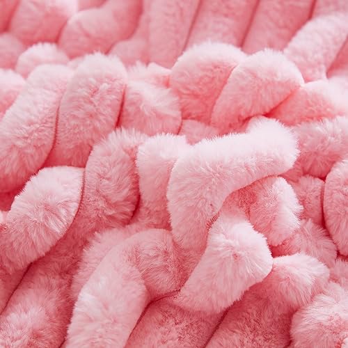 Miniatura 6 de Yaoshuho Funda de almohada corporal de piel sintética de conejo peludo, funda de almohada de lujo de felpa a rayas con cremallera, almohada