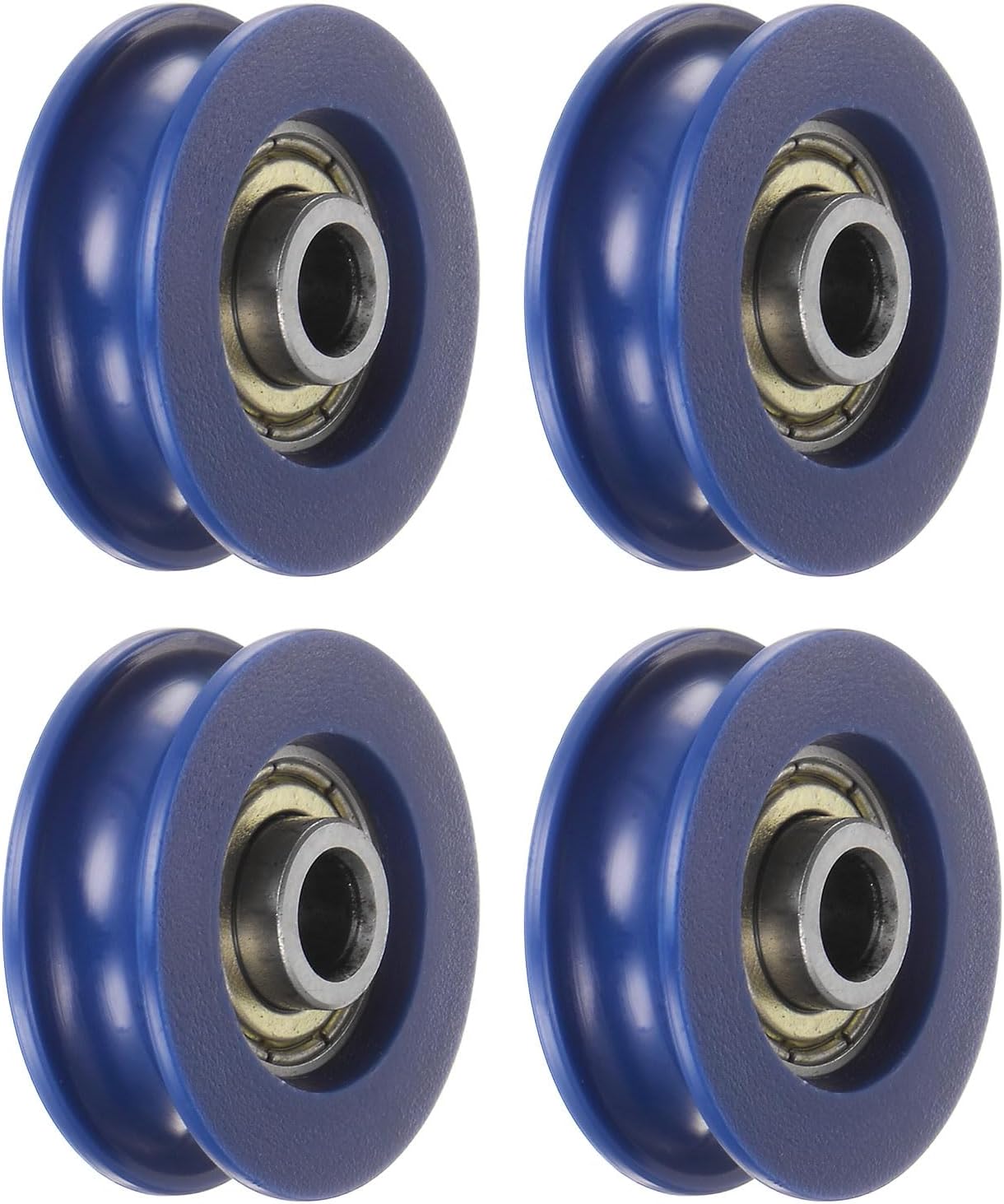 uxcell 4pcs U Type Groove Pulley Nylon Guide Rolling Bearing 5x25.5x8.5mm U Groove Roller Wheel for Door Window, Blue