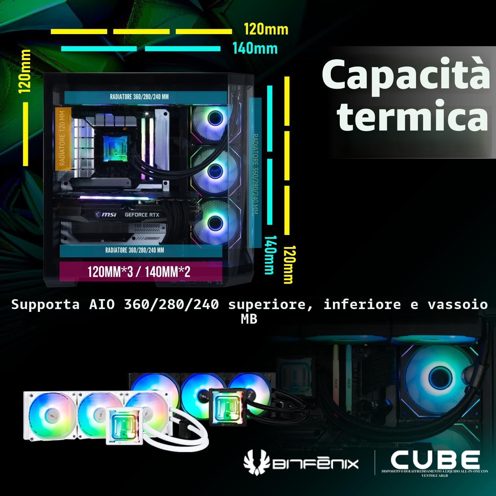 Custodia per PC Cube BITFENIX T10 ARGB (nero)