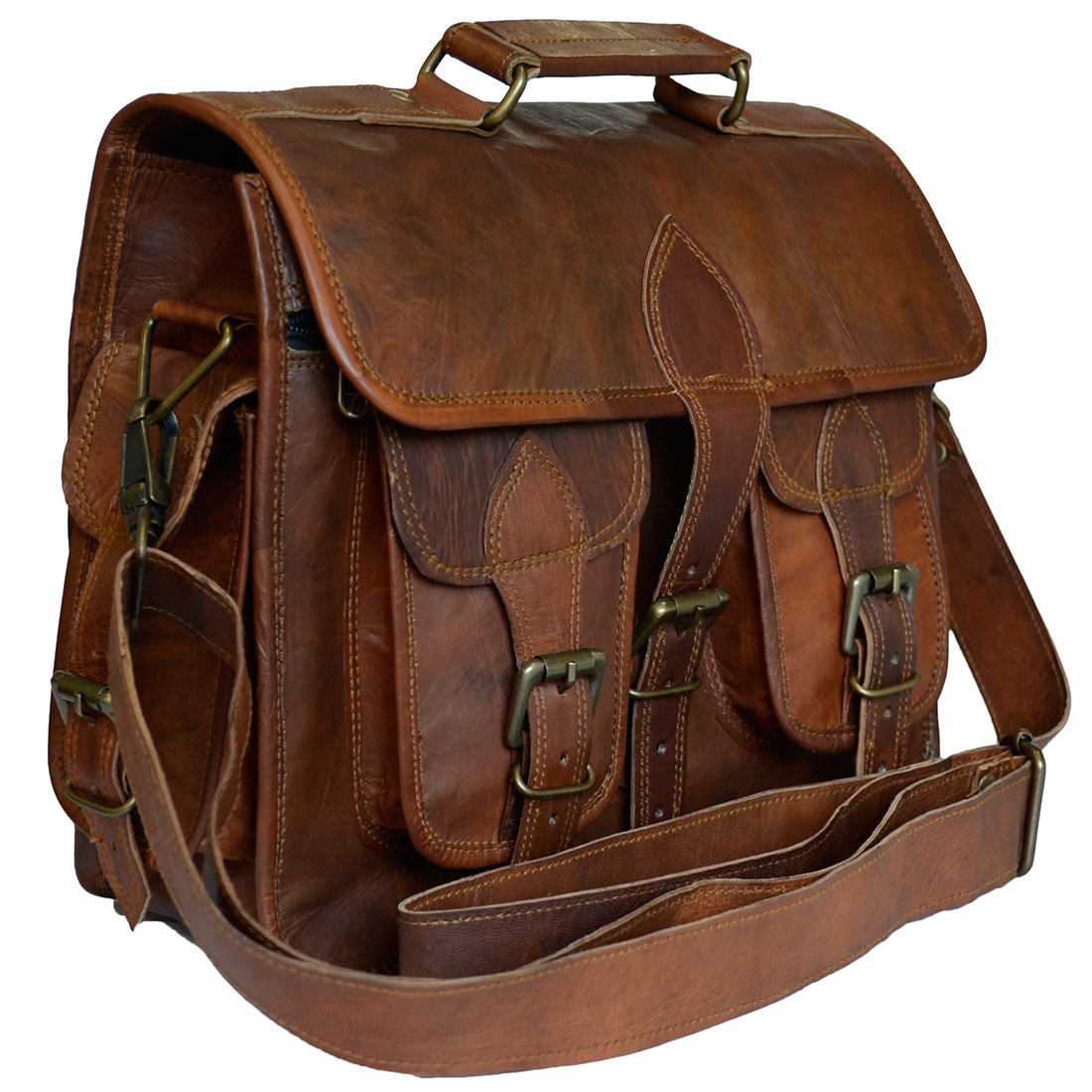 Mad Over Shopping Estilo Vintage Bolsas de Cuero Genuino Acolchado Lente de la cámara Funda DSLR Bag