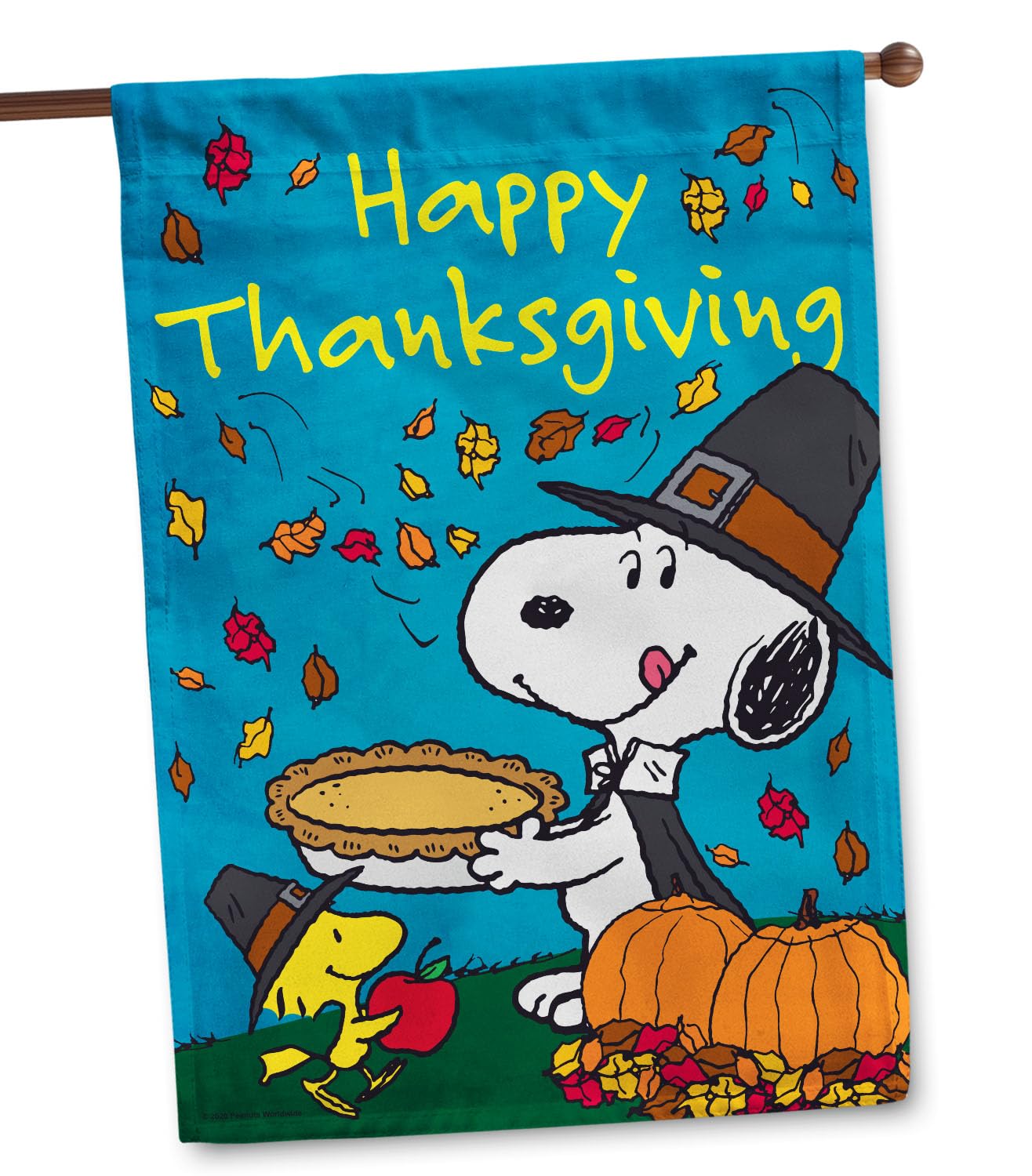 Flagology.com, Peanuts®, Happy Thanksgiving Snoopy – House Flag 28" x 40", Officially Licensed Peanuts®, Fall