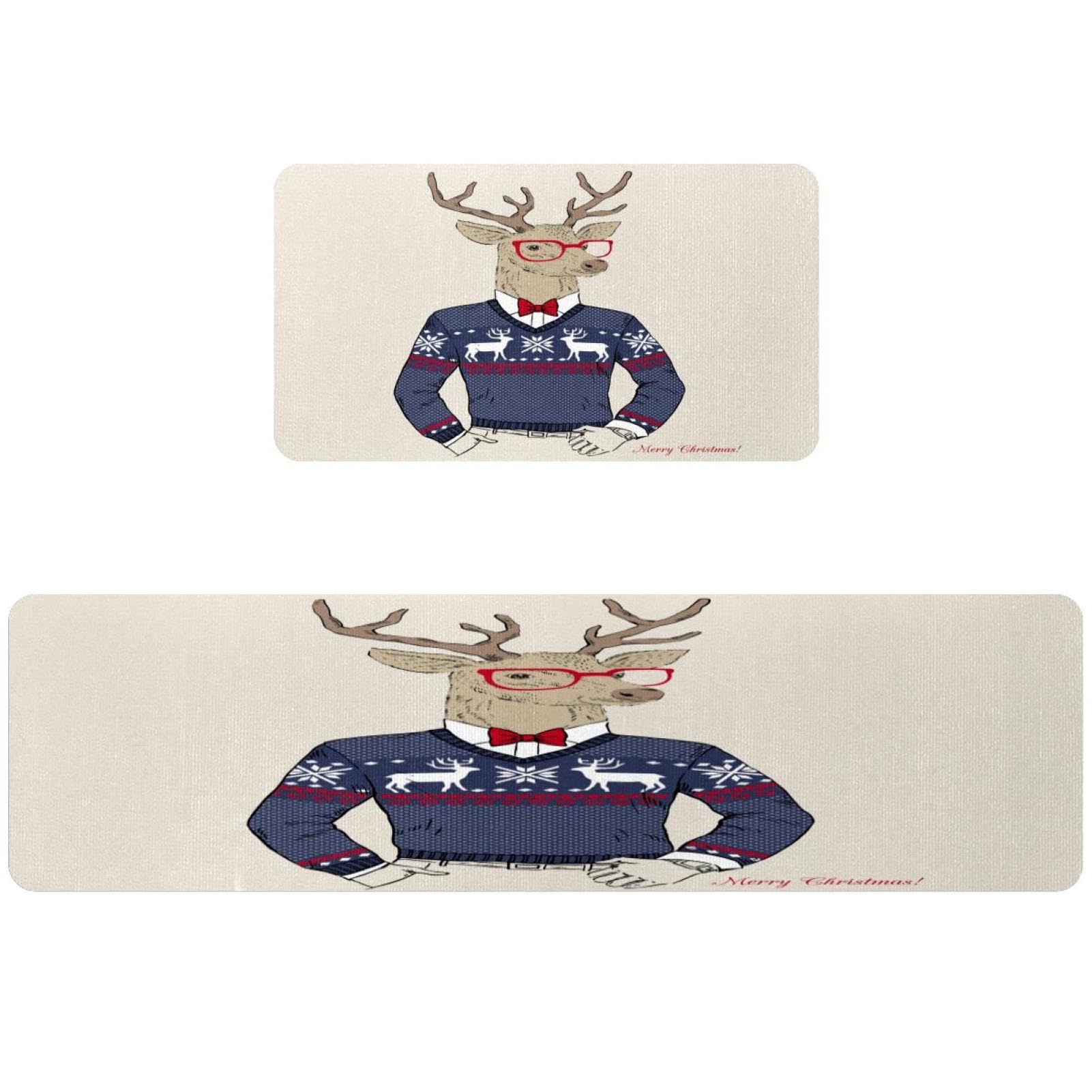 Tapis de cuisine absorbant haut de gamme au design de Noël élégant pour couloir