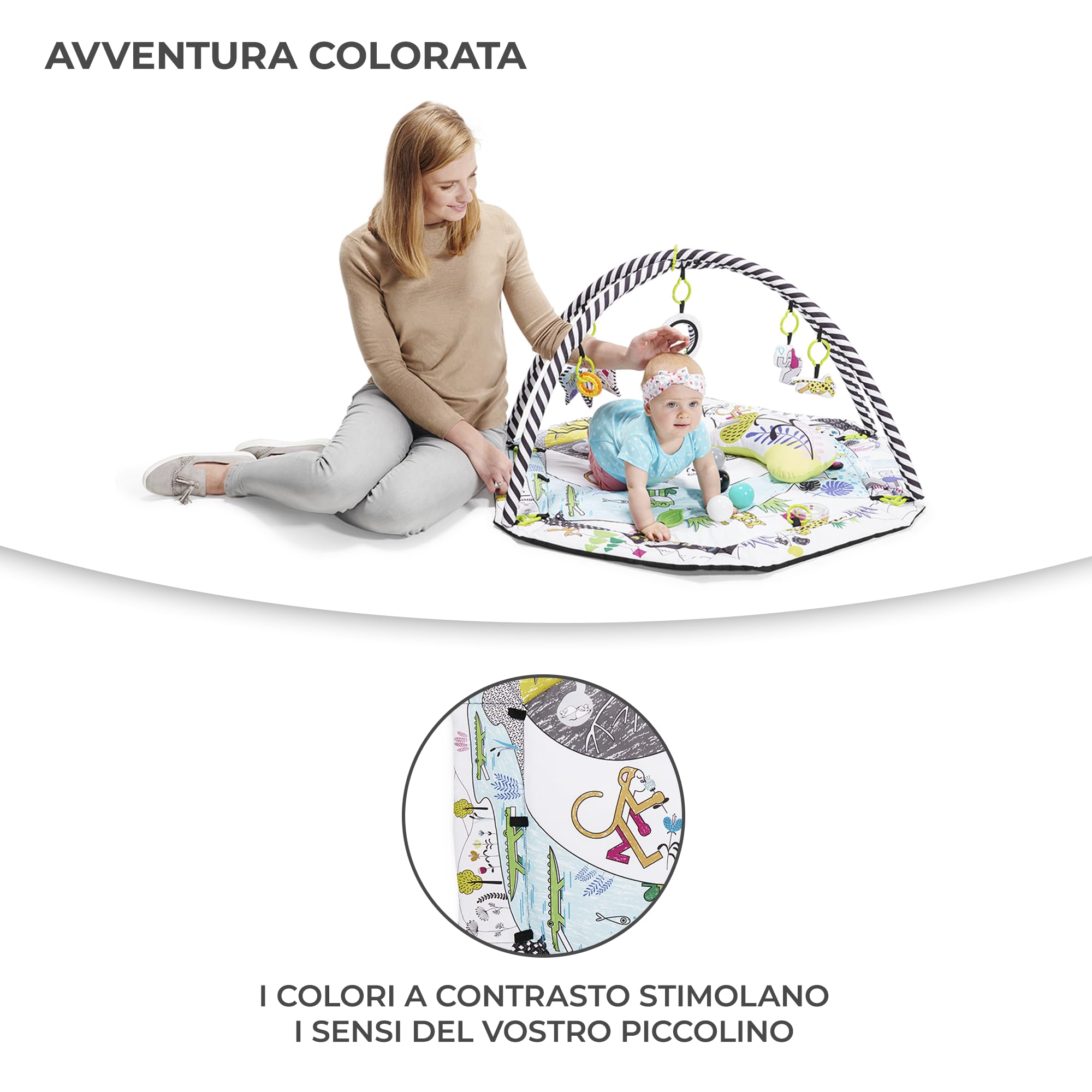 Kinderkraft Palestrina Interattiva SMARTPLAY, Morbido Tappetino Educativo con Archi Giocattoli per Bambini Neonati