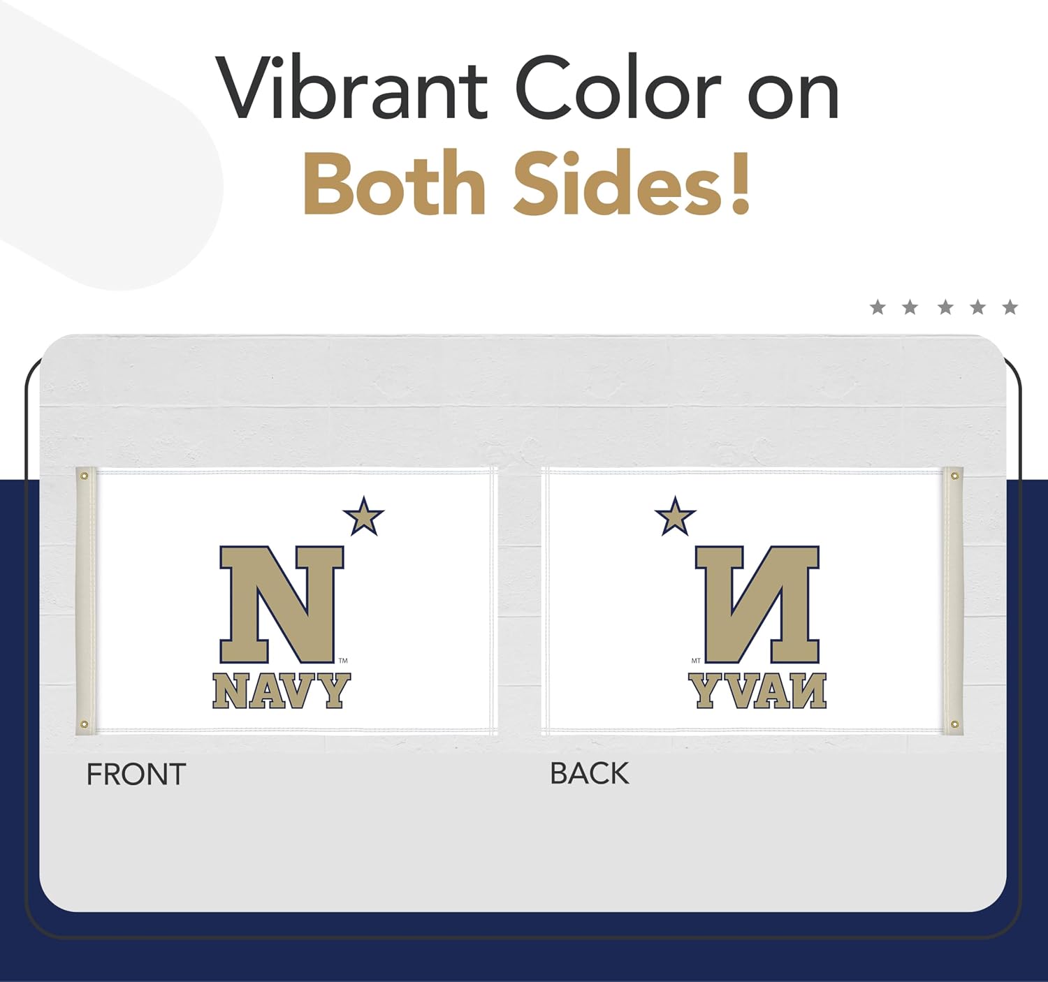 Navy Midshipmen College Sports Printed Flag - NCAA Licensed - Nylon - School Banner (Navy Blue, Gold) (2' x 3')