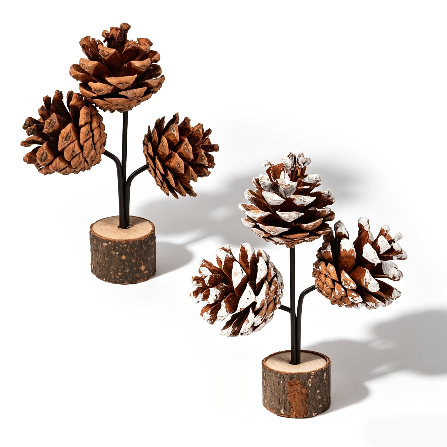 Pomme de pin naturelle enneigée pour déco de table Noël rustique et centre de table automne