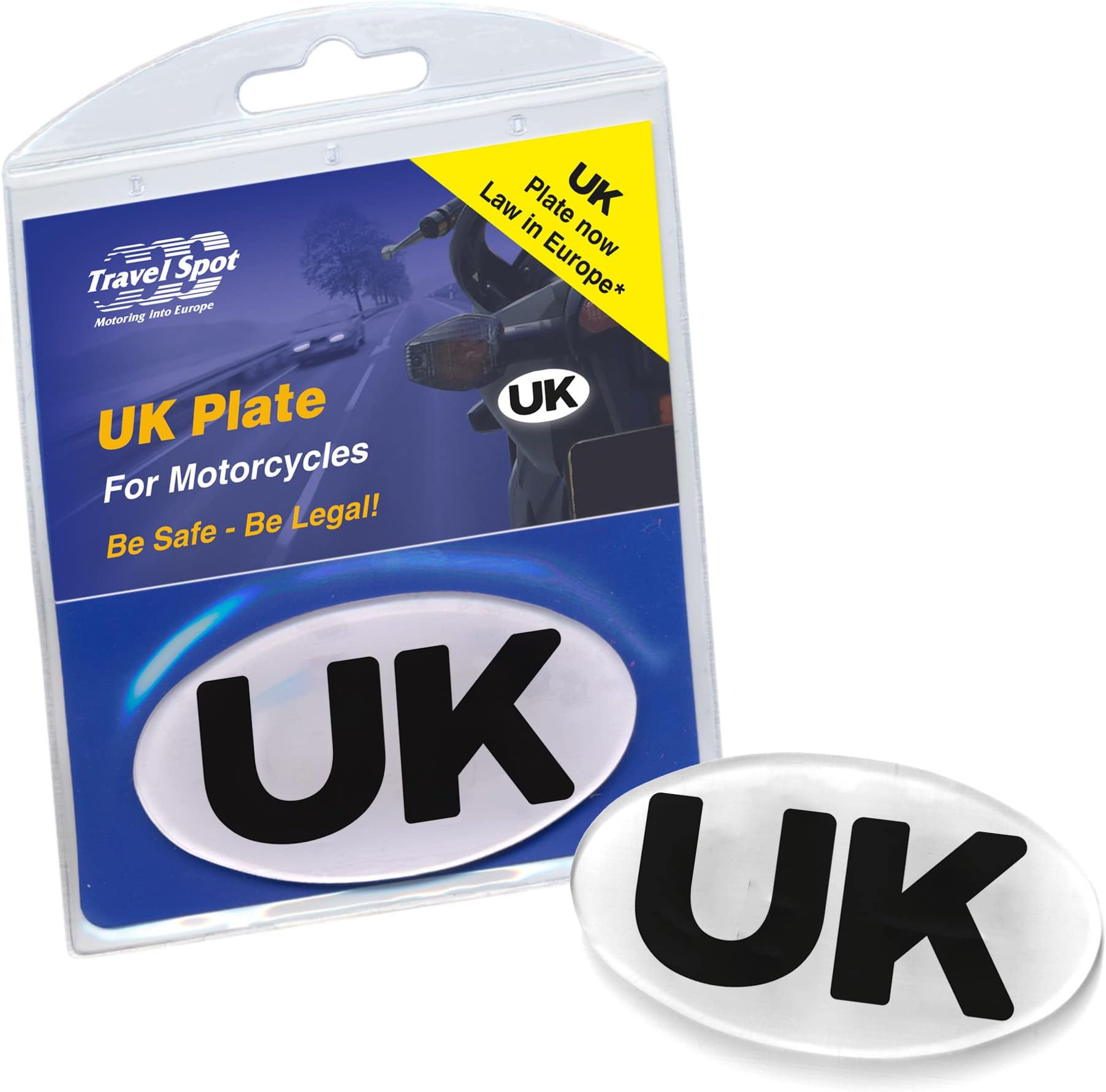 Travelspot 92134 Motorcycle Domed Sticker, Black and White