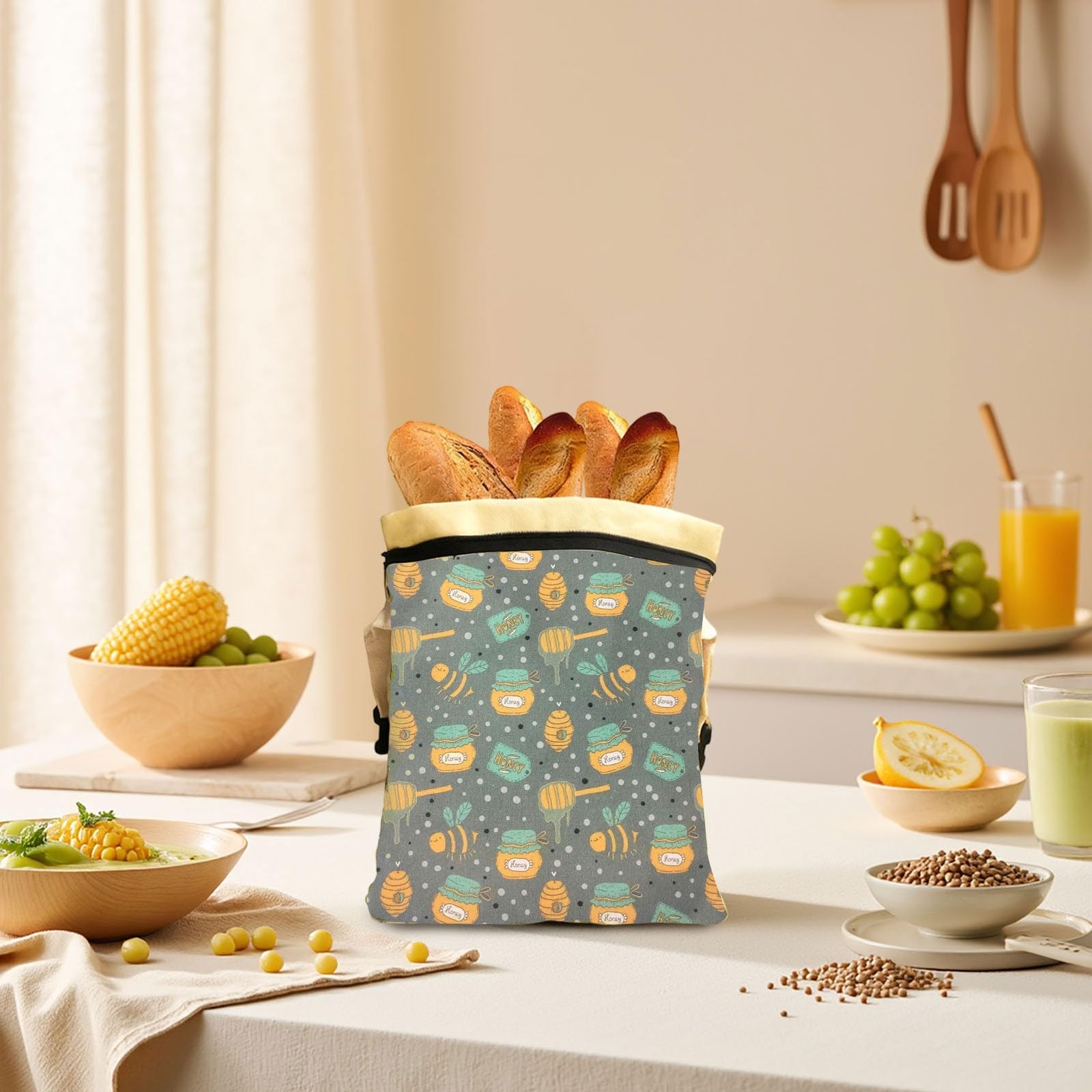 Aufbewahrungsbeutel aus Bienenwachs, wiederverwendbare Brotbeutel mit natürlichem Bienenwachsfutter, Schnallenverschluss, um selbstgemachtes Brot länger frisch zu halten, umweltfreundliche