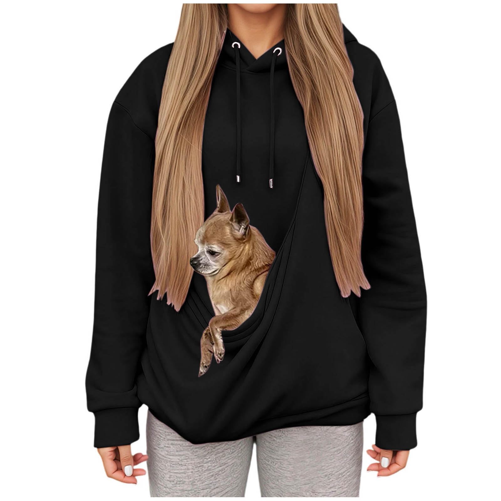 Sherpa bluzy z kapturem z woreczkiem kangurka, zabawne bluzy z kieszenią dla kota, bluzy z kapturem dla psa, szczeniaka, uchwyt na pulower, topy z długim rękawem, topy dla miłośnika zwierząt