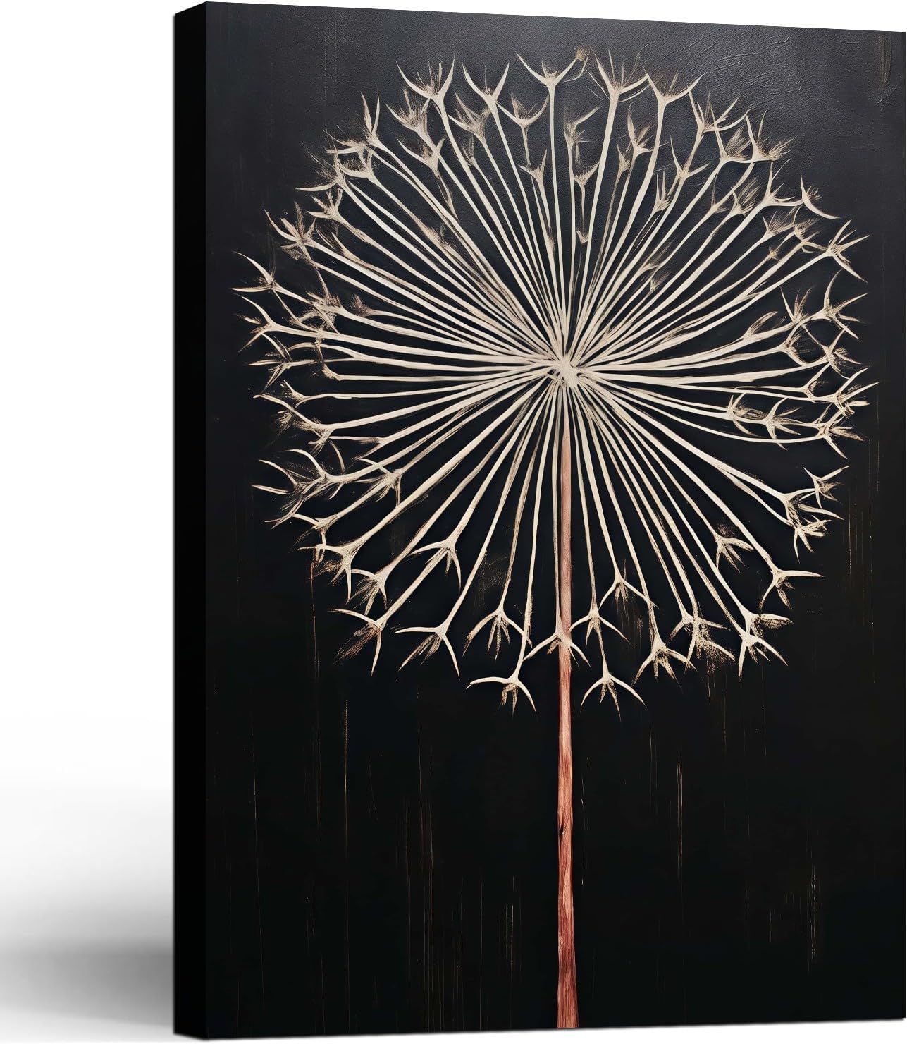 Framed Dandelion Plant Fun Wall Art Decor Canvas Print Poster Picture Modern Minimalist Artwork Bathroom Living Room Bedroom Office Gallery Decor 16x24 Inch Ready to Hang Black Dandelion 24"L x 16"W
